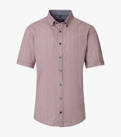 camasi maneca scurta - Camasa maneca scurta bumbac CASA MODA barbati Casual geometric rosu portocaliu