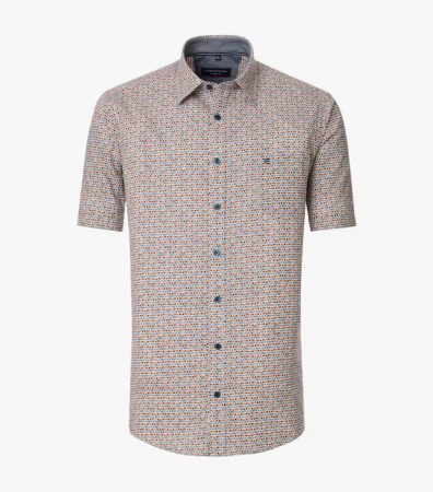 Camasi - Camasa bumbac maneca scurta barbati CASA MODA CasualFit portocaliu cerculete