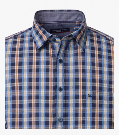 Camasa bumbac maneca scurta barbati CASA MODA CasualFit albastru carouri [2]