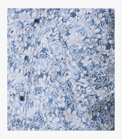 Camasa bumbac maneca scurta barbati CASA MODA CasualFit bleu floral [3]