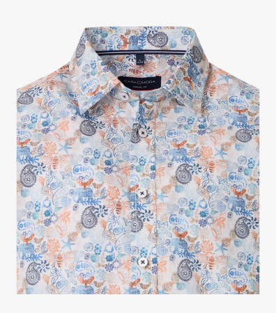 Camasa bumbac maneca scurta barbati CASA MODA CasualFit albastru paisley [2]