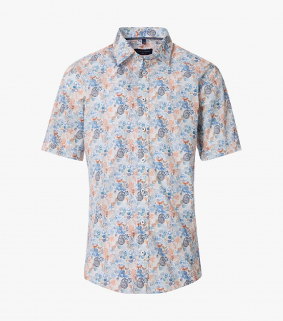 Camasi - Camasa bumbac maneca scurta barbati CASA MODA CasualFit albastru paisley