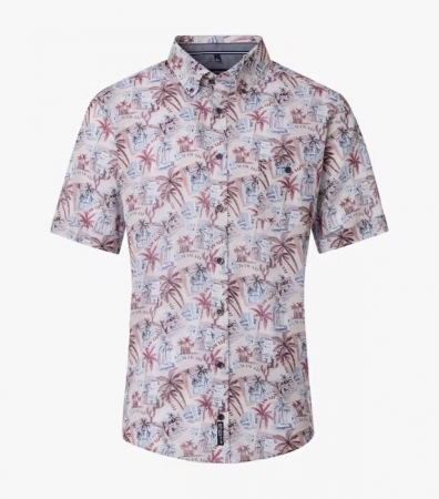 camasi maneca scurta - Camasa maneca scurta bumbac CASA MODA barbati Casual estival rosu