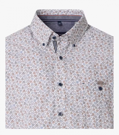 Camasa maneca scurta bumbac CASA MODA barbati Casual floral portocaliu [2]