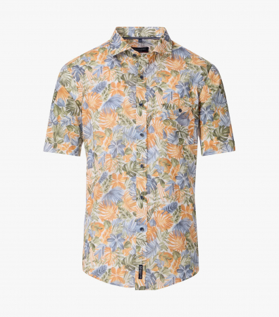 Camasi - Camasa bumbac maneca scurta barbati CASA MODA CasualFit portocaliu frunze