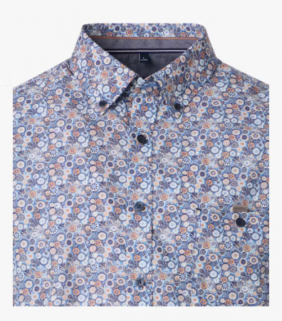 Camasa bumbac maneca scurta barbati CASA MODA CasualFit albastru cerculete [2]