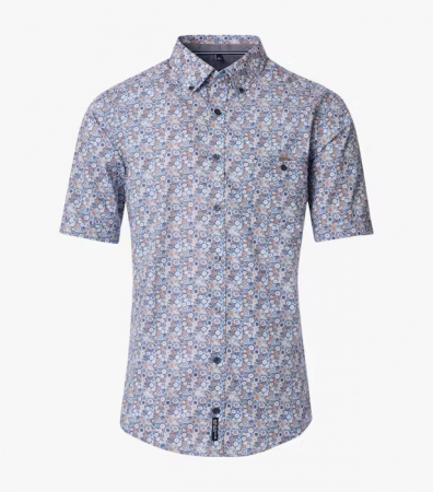 Camasi - Camasa bumbac maneca scurta barbati CASA MODA CasualFit albastru cerculete