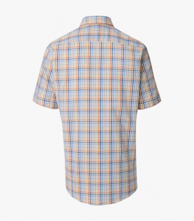 Camasa bumbac maneca scurta barbati CASA MODA ComfortFit patratele albastru/portocaliu [1]