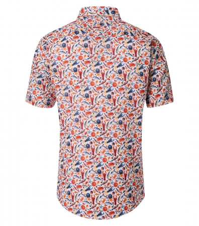 Camasa bumbac maneca scurta barbati CASA MODA CasualFit portocaliu print crustacee [1]