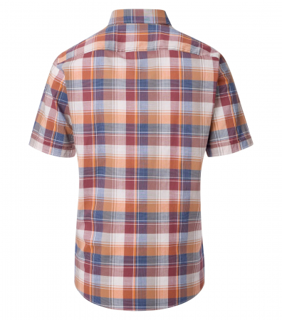 Camasa bumbac maneca scurta barbati CASA MODA CasualFit portocaliu/visiniu carouri [1]