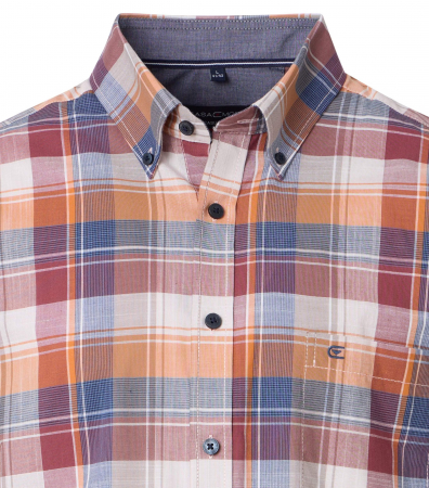 Camasa bumbac maneca scurta barbati CASA MODA CasualFit portocaliu/visiniu carouri [2]