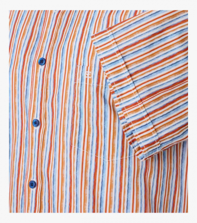 Camasa bumbac maneca scurta barbati CASA MODA CasualFit portocaliu dungulite [3]
