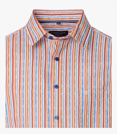 Camasa bumbac maneca scurta barbati CASA MODA CasualFit portocaliu dungulite [2]