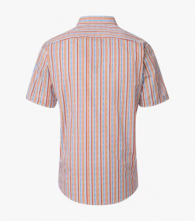 Camasa bumbac maneca scurta barbati CASA MODA CasualFit portocaliu dungulite [1]