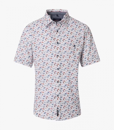 Camasi - Camasa bumbac maneca scurta barbati CASA MODA CasualFit rosu/albastru artificii