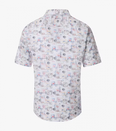Camasa bumbac maneca scurta barbati CASA MODA CasualFit rosu/albastru print estival [1]