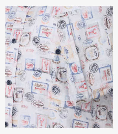 Camasa bumbac maneca scurta barbati CASA MODA CasualFit rosu/albastru print estival [3]