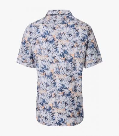 Camasa bumbac maneca scurta barbati CASA MODA CasualFit albastru/alb print frunze [1]