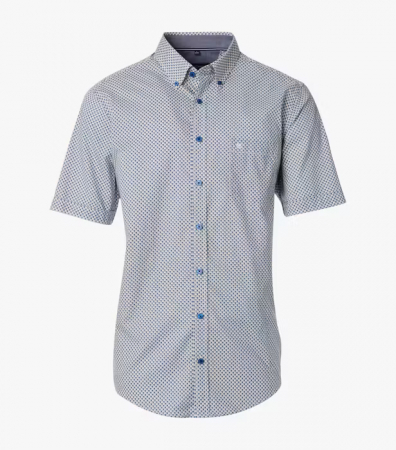 Camasi - Camasa bumbac maneca scurta barbati CASA MODA CasualFit bleu print geometric