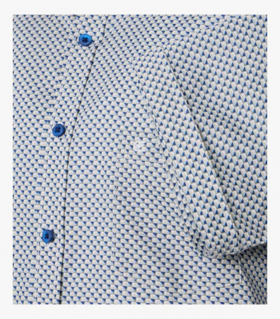 Camasa bumbac maneca scurta barbati CASA MODA CasualFit bleu print geometric [3]