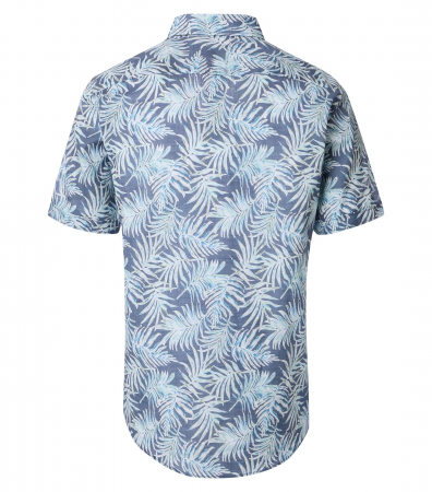 Camasa bumbac maneca scurta barbati CASA MODA CasualFit albastru frunze [1]