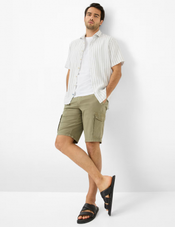 camasi dupa imprimeu - Camasa maneca scurta in/bumbac barbati BRAX HARDY Modern verde dungi