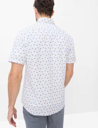 Camasa ,ameca scurta bumbac barbati BRAX HARDY alb print bleumarin [3]