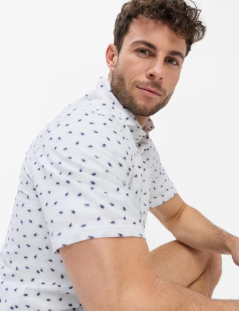 Camasa ,ameca scurta bumbac barbati BRAX HARDY alb print bleumarin [6]