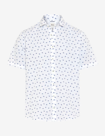 camasi imprimeuri diverse - Camasa ,ameca scurta bumbac barbati BRAX HARDY alb print bleumarin