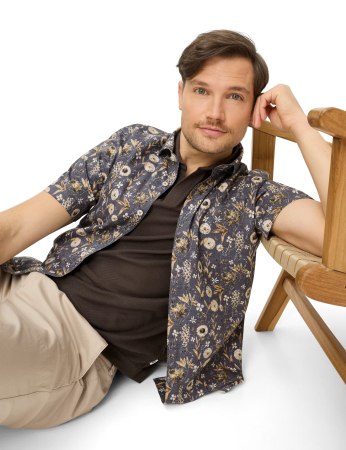 Camasa maneca scurta bumbac barbati BRAX HARDY P  maro print floral [5]