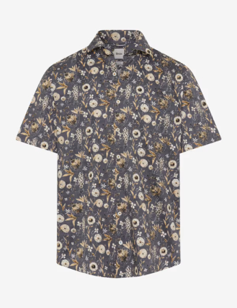 camasi maneca scurta - Camasa maneca scurta bumbac barbati BRAX HARDY P  maro print floral