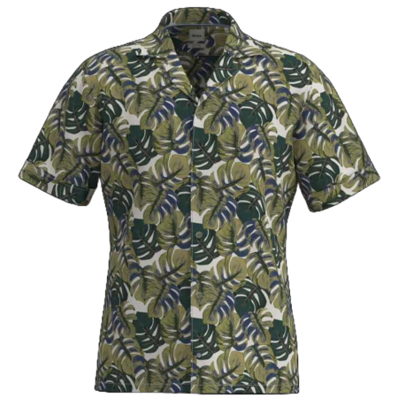 camasi dupa imprimeu - Camasa maneca scurta in/bumbac barbati BRAX LEO Modern verde print frunze