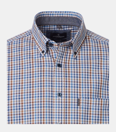 Camasa bumbac barbati CASA MODA CasualFit albastru patratele [2]