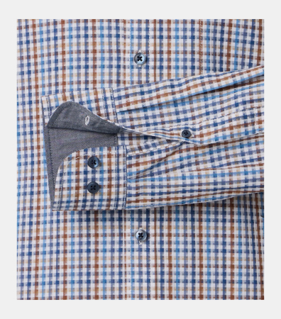 Camasa bumbac barbati CASA MODA CasualFit albastru patratele [3]