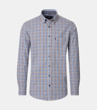 camasi croi casual - Camasa bumbac barbati CASA MODA CasualFit albastru patratele