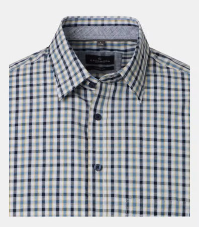 Camasa maneca scurta bumbac barbati CASA MODA CasualFit bleumarin carouri [2]