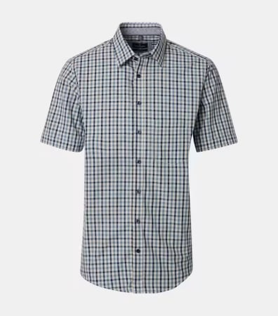 camasi casual - Camasa maneca scurta bumbac barbati CASA MODA CasualFit bleumarin carouri