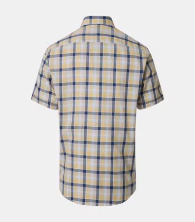 Camasa maneca scurta bumbac barbati CASA MODA CasualFit galben carouri [1]