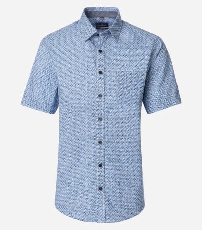 camasi casual - Camasa maneca scurta batbati CASA MODA CasualFit albastru cerculete