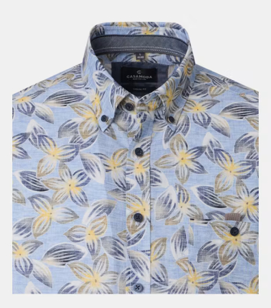 Camasa maneca scurta bumbac barbati CASA MODA CasualFit albastru floral [2]