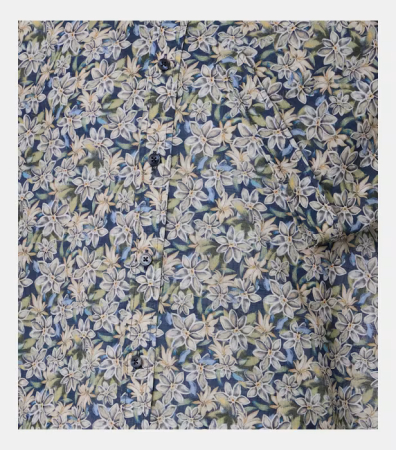 Camasa maneca scurta bumbac barbati CASA MODA CasualFit albastru floral [3]