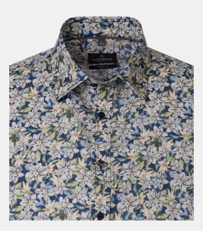 Camasa maneca scurta bumbac barbati CASA MODA CasualFit albastru floral [2]