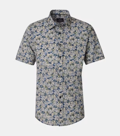 camasi maneca scurta - Camasa maneca scurta bumbac barbati CASA MODA CasualFit albastru floral