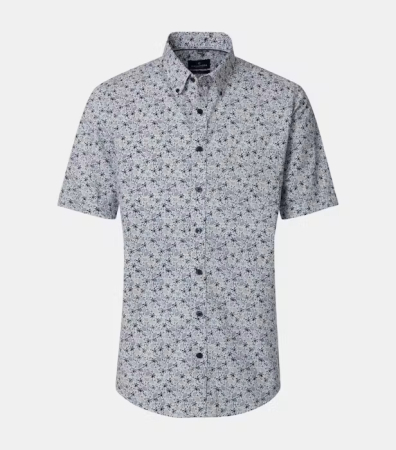 Camasa maneca scurta bumbac barbati CASA MODA albastru print estival [0]