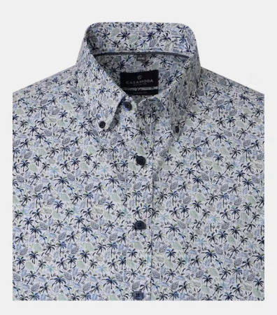 Camasa maneca scurta bumbac barbati CASA MODA albastru print estival [2]