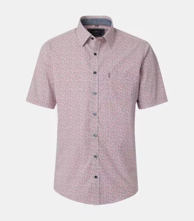 camasi casual - Camasa maneca scurta bumbac barbati CASA MODA rosu buline