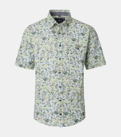 camasi casual - Camasa maneca scurta bumbac barbati CASA MODA verde palmieri