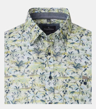 Camasa maneca scurta bumbac barbati CASA MODA verde palmieri [2]