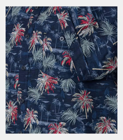 Camasa maneca scurta bumbac barbati CASA MODA bleumarin print estival [3]
