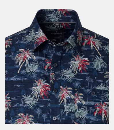 Camasa maneca scurta bumbac barbati CASA MODA bleumarin print estival [2]